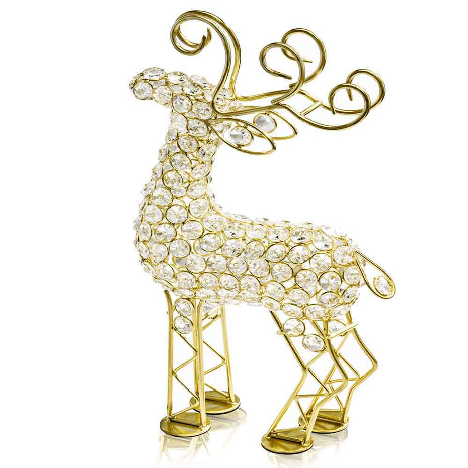 19"H Faux Crystal Bling Reindeer - Gold