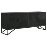 Riddell - 4 Door Wood Reeding Accent Cabinet - Matte Black by Coaster Fine Furniture | Bel Furniture