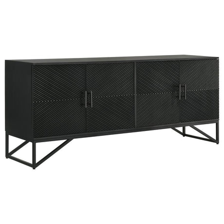 Riddell - 4 Door Wood Reeding Accent Cabinet - Matte Black by Coaster Fine Furniture | Bel Furniture