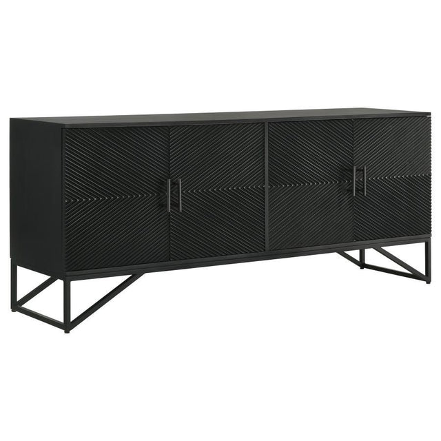 Riddell - 4 Door Wood Reeding Accent Cabinet - Matte Black by Coaster Fine Furniture | Bel Furniture