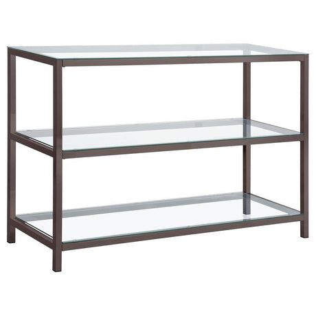Trini - 2-Shelf Glass Top Entryway Console Table - Black Nickel by CoasterEssence | Bel Furniture