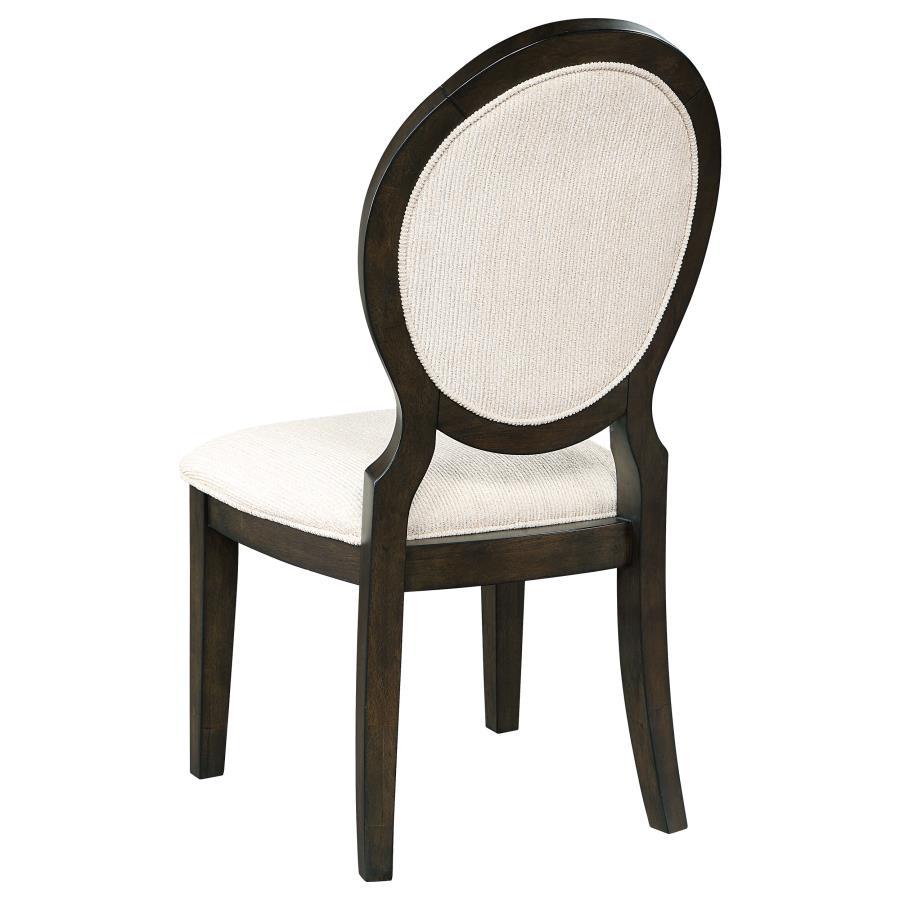 Twyla - Upholstered Oval Back Dining Side Chairs (Set of 2) - Cream And Dark Cocoa