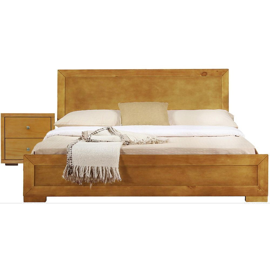 Moma Platform Twin Bed With Nightstand - Oak Wood