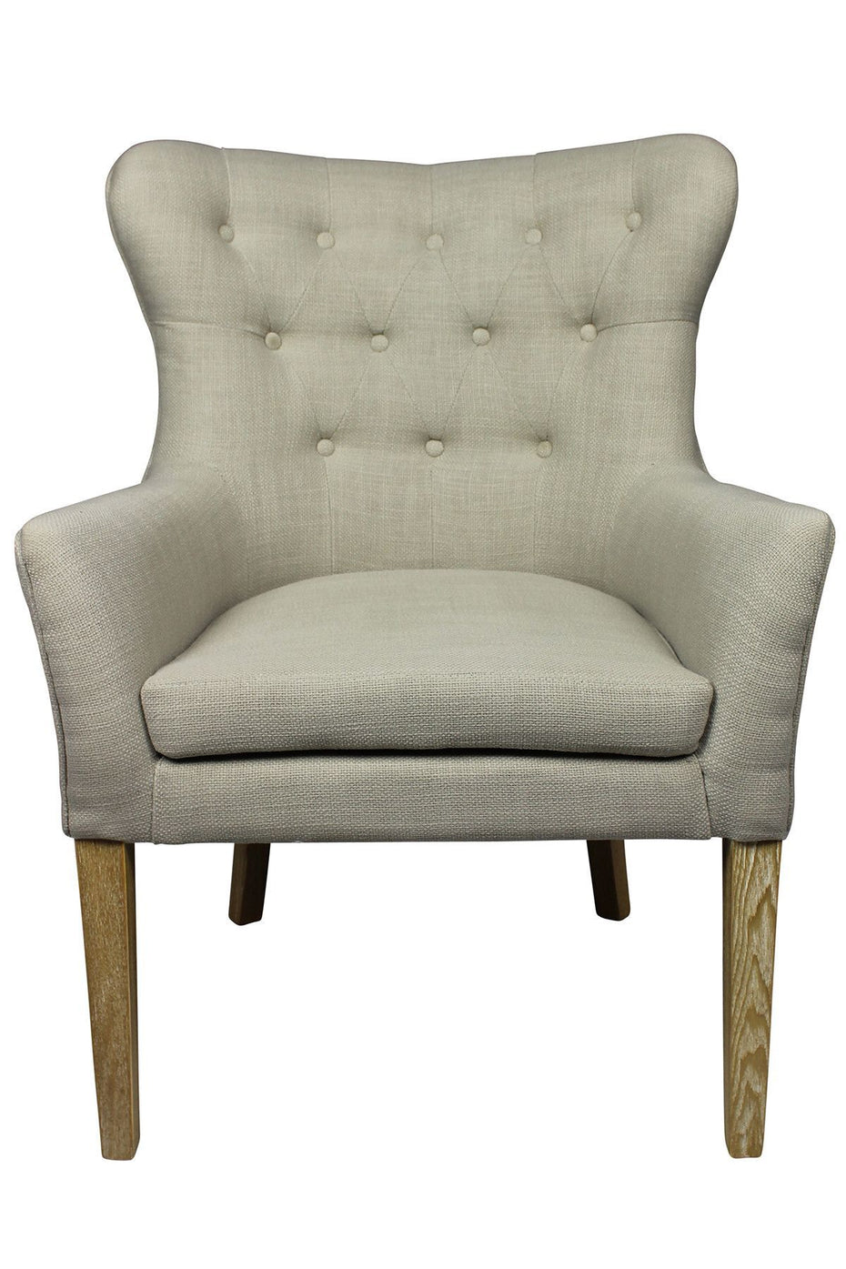 100% Polyester And Natural Tufted Arm Chair 28" - Taupe