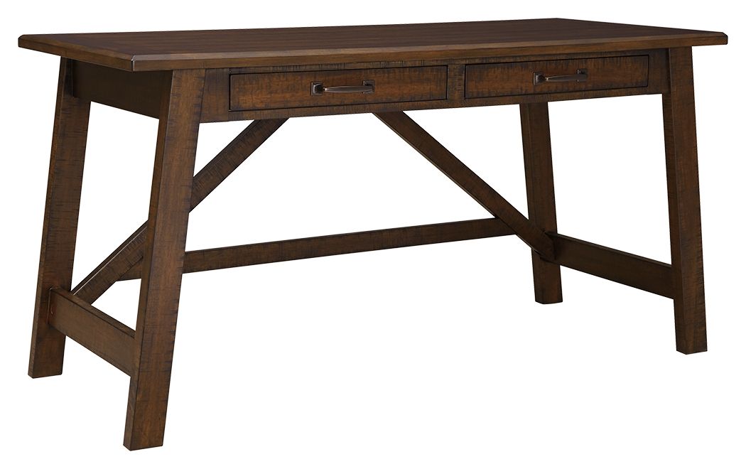 Baldridge - Rustic Brown - Home Office Large Leg Desk by Signature Design by Ashley® | Bel Furniture