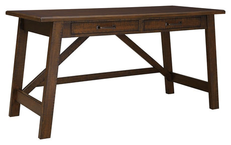 Baldridge - Rustic Brown - Home Office Large Leg Desk by Signature Design by Ashley® | Bel Furniture