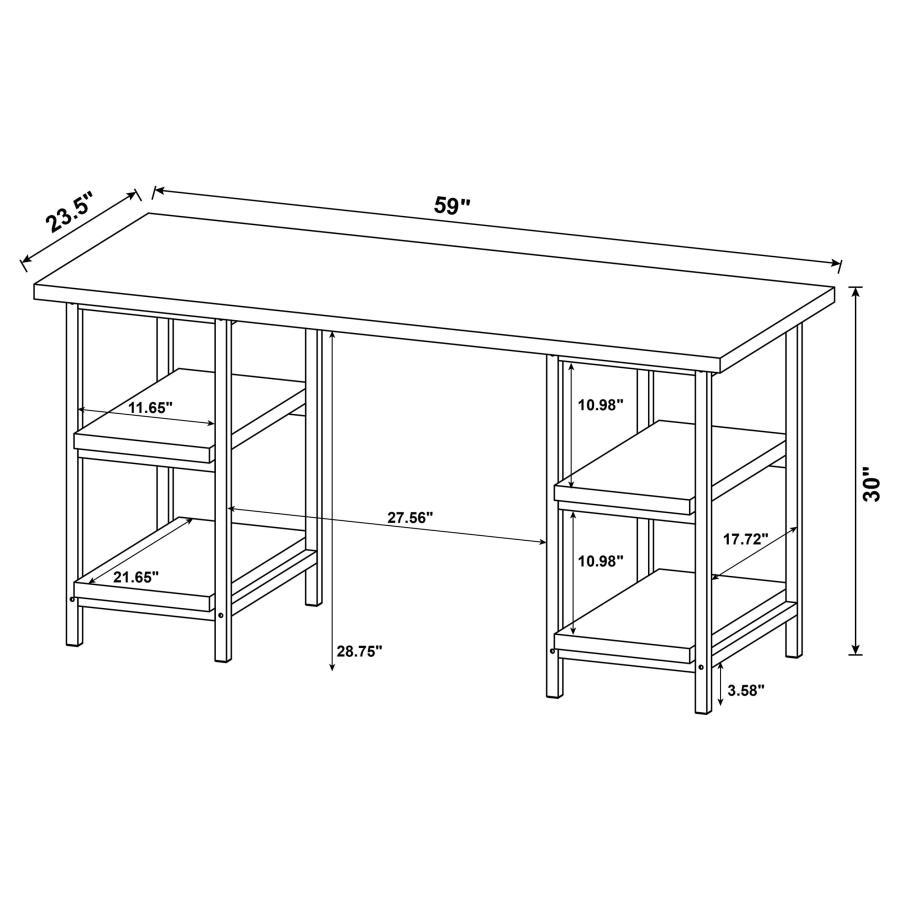 Kemper - 4-Shelf Writing Desk - Weathered Brown