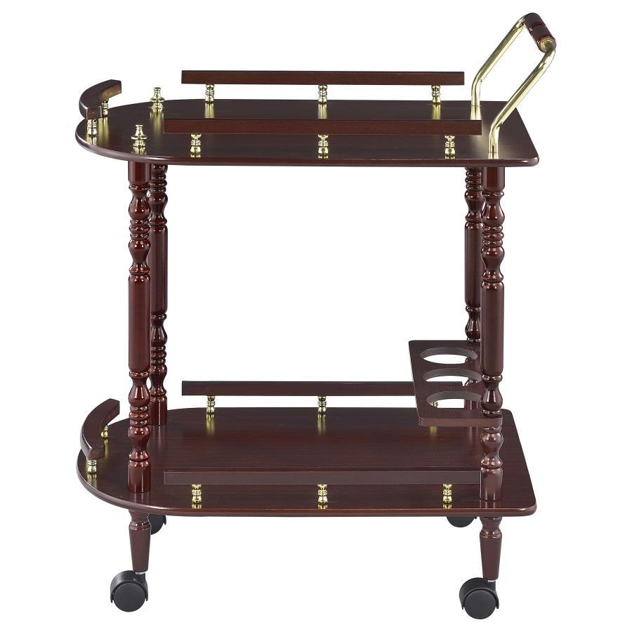 Palmer - 2-Tier Rectangular Wood Bar Cart - Merlot