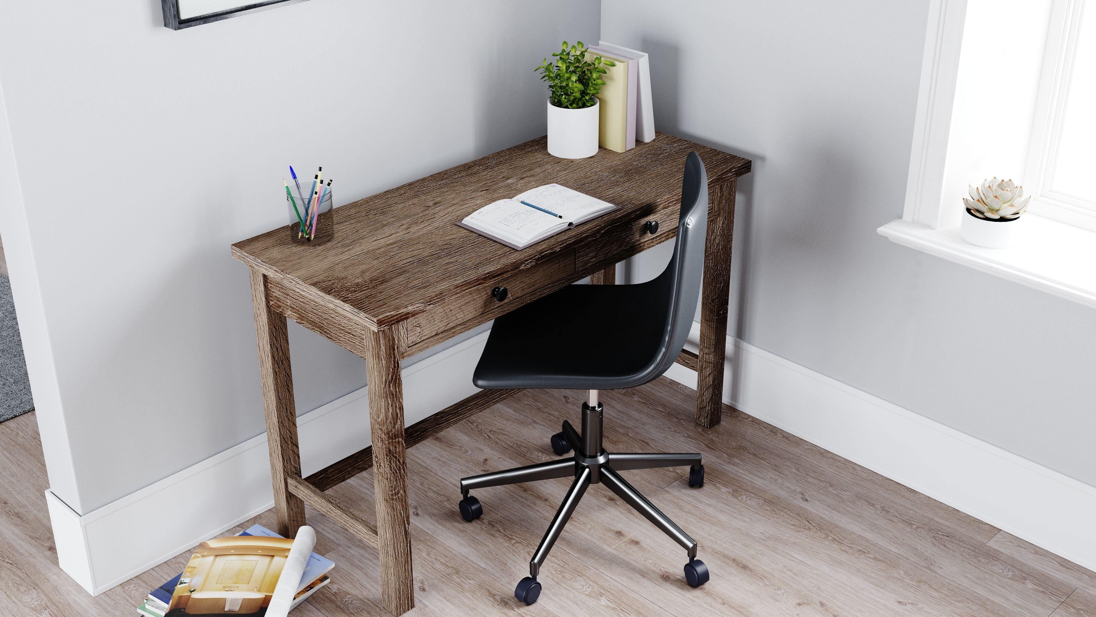 Arlenbry - Gray - 2 Pc. - Home Office Desk, Swivel Desk Chair