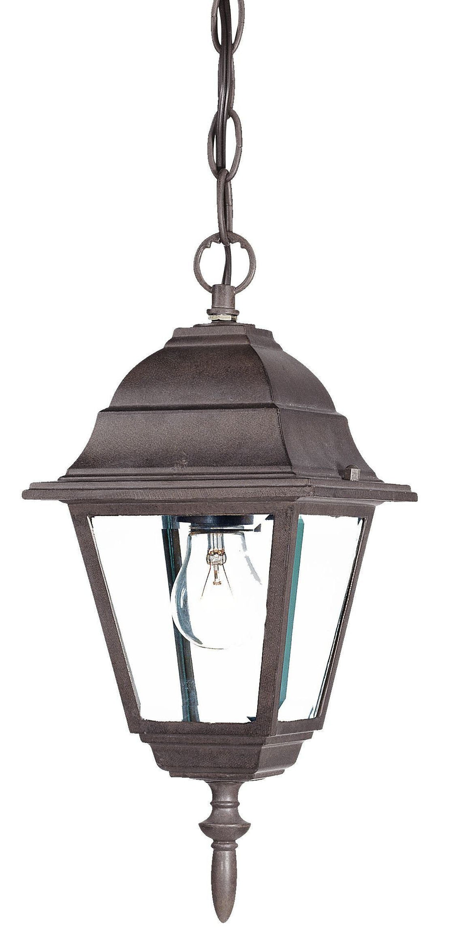 Beveled Glass Outdoor Hanging Light - Antique Brown