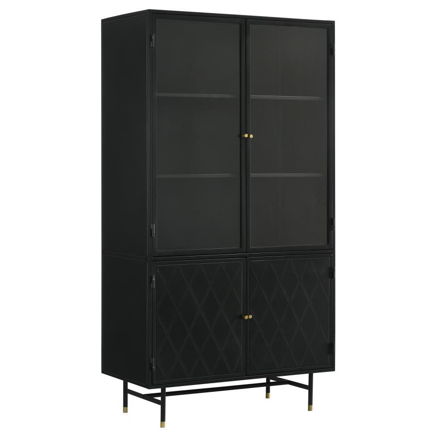 Santiago - 4 Door Metal Tall Storage Cabinet - Matte Black by CoasterElevations | Bel Furniture