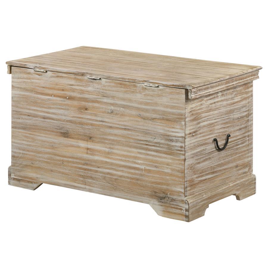 Nilay - Wood Storage Trunk - White Washed And Black