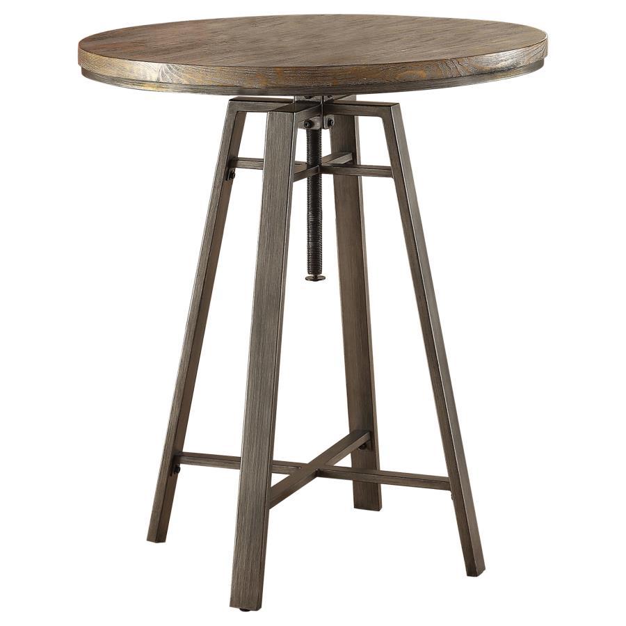 Bartlett - Round Adjustable Bar Table - Brushed Nutmeg