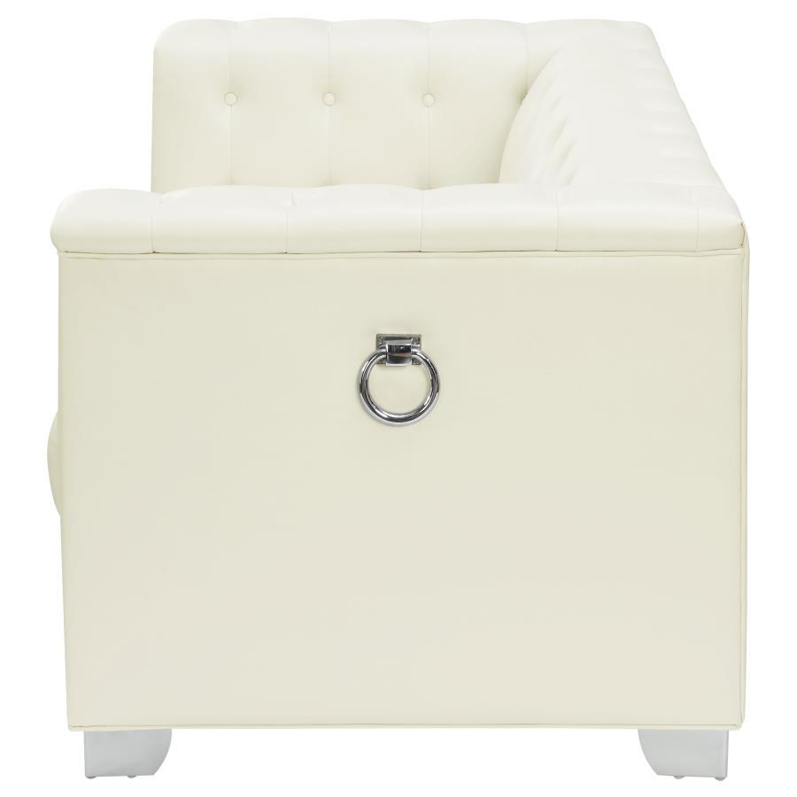 Chaviano - Upholstered Track Arm Loveseat - Pearl White