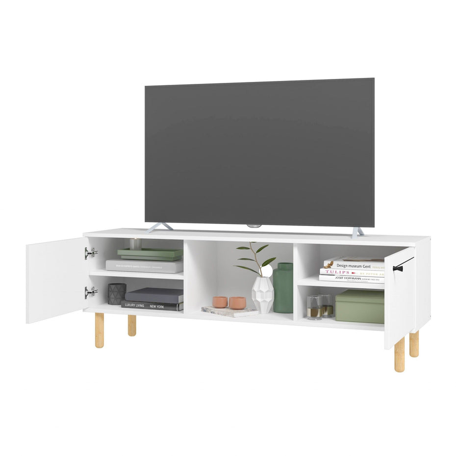 Iko Modern TV Stand Media Center With Cabinets - White