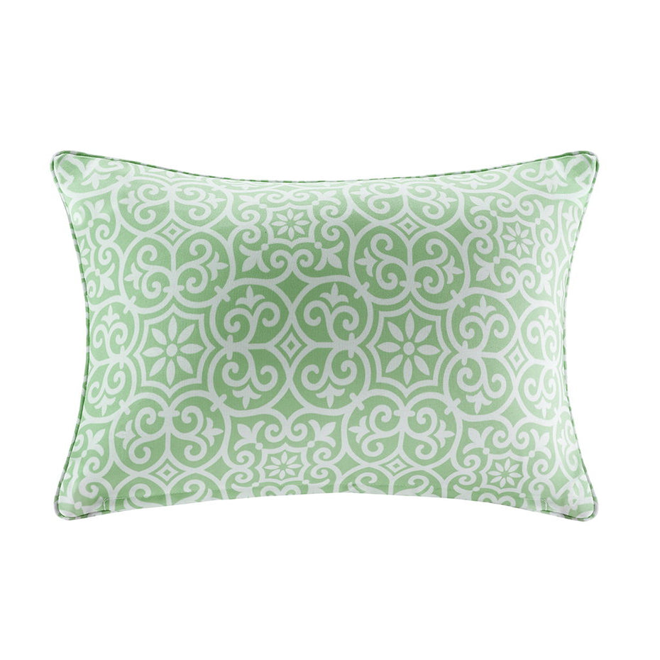 Aptos - Printed Fret 3M Scotchgard Outdoor Oblong Pillow - Green