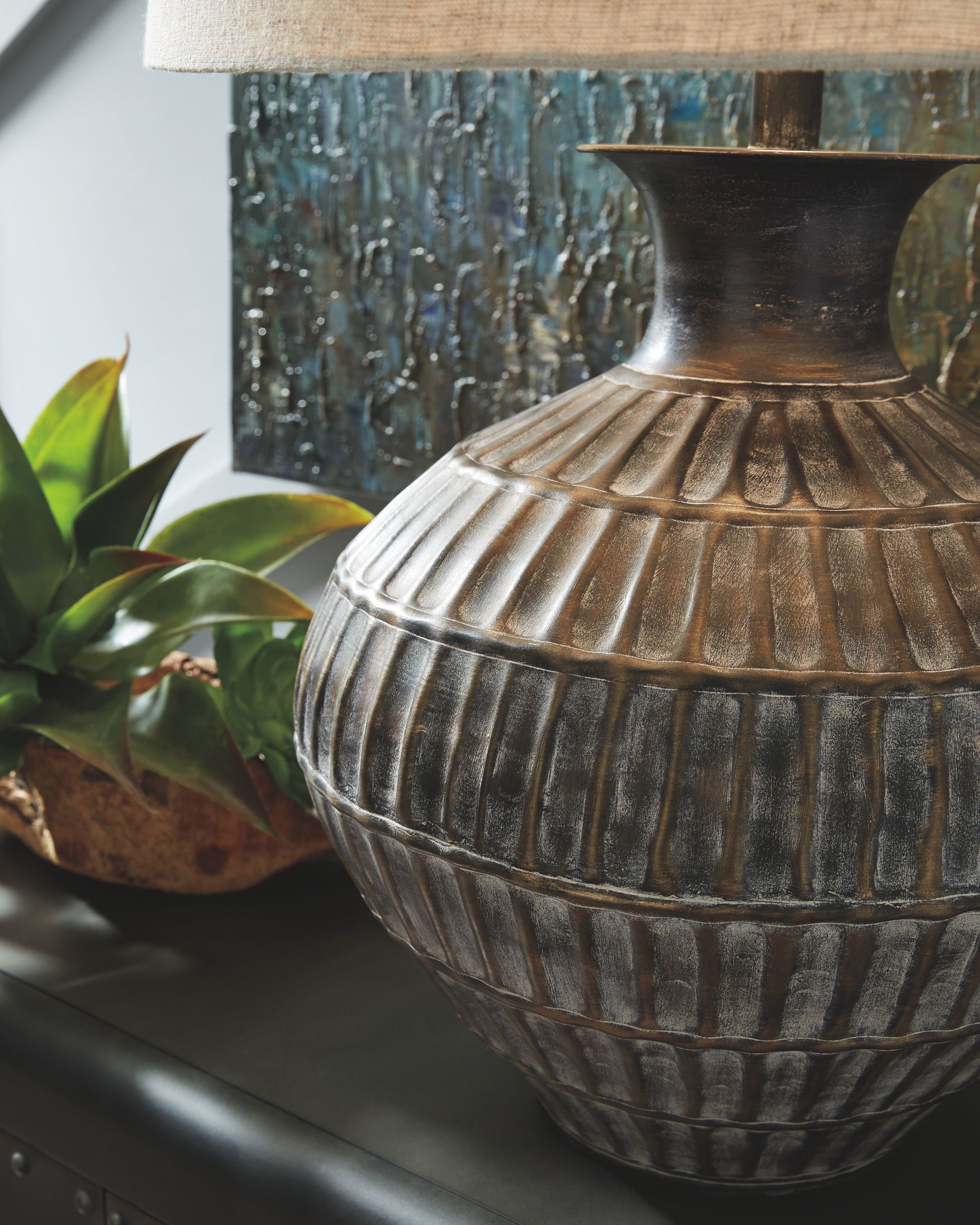 Magan - Antique Bronze Finish - Metal Table Lamp