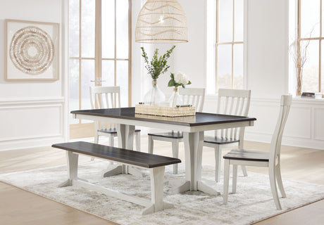 Darborn - Dining Room Set Dark Gray 7 Pc. - Dining Table, 4 Side Chairs, Bench by Signature Design by Ashley® | Bel Furniture