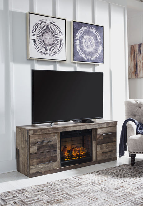Derekson - Multi Gray - TV Stand With Electric Fireplace by Signature Design by Ashley® | Bel Furniture