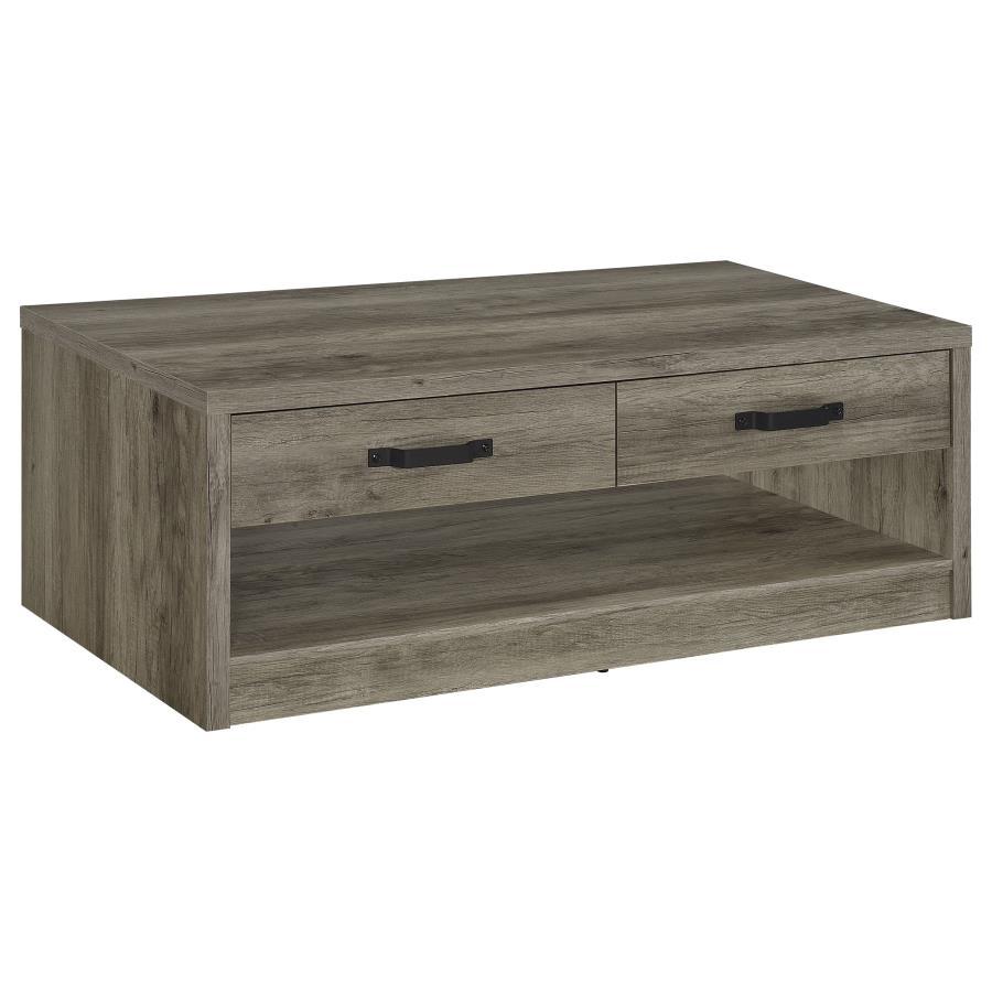 Felix - 2-Drawer Engineered Wood Coffee Table - Gray Driftwood by Coaster Fine Furniture | Bel Furniture