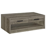 Felix - 2-Drawer Engineered Wood Coffee Table - Gray Driftwood by Coaster Fine Furniture | Bel Furniture