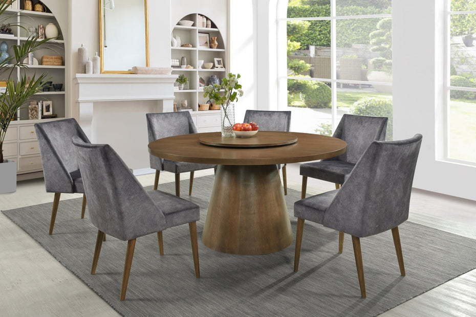 8 PIECE ROUND DINING TABLE SET - BEL Furniture