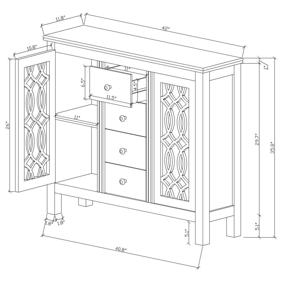 Rue - 4-Drawer Wood Trellis Accent Storage Cabinet - Blue