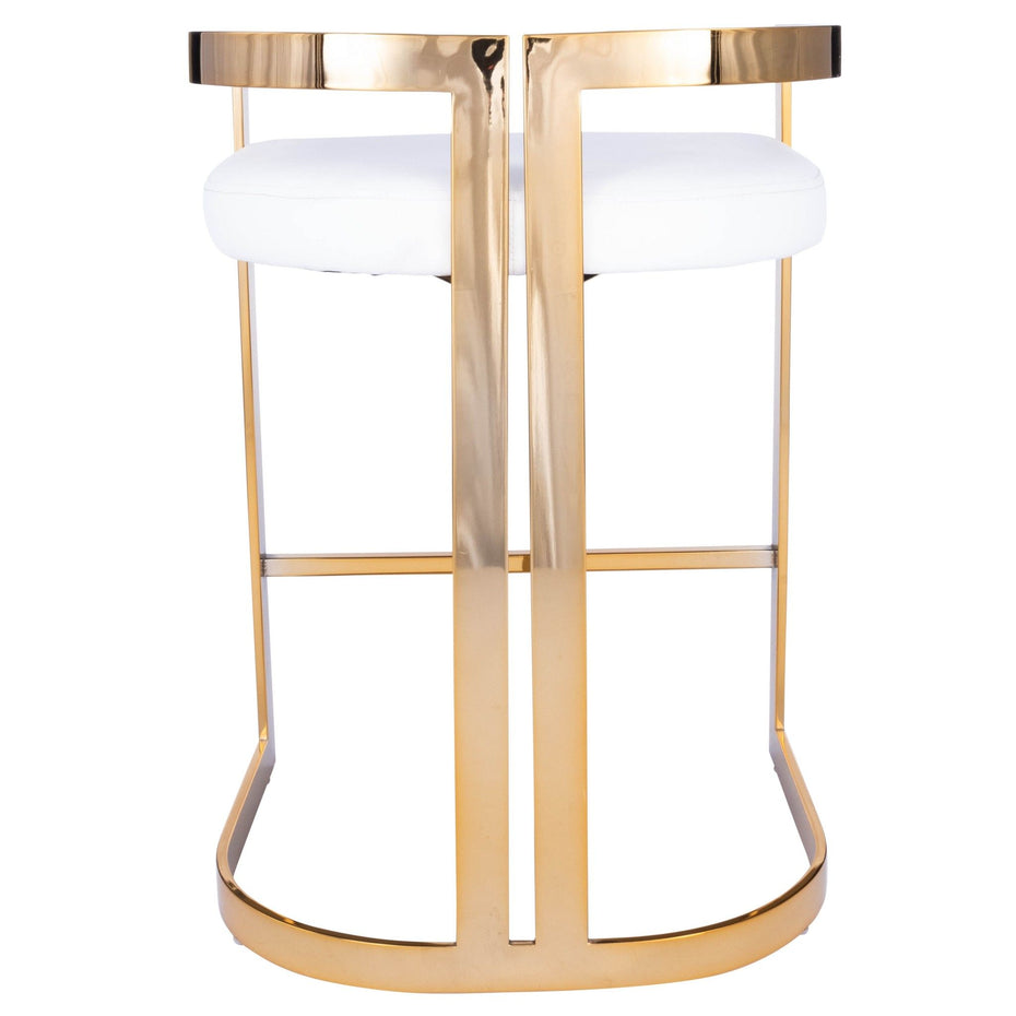 Faux Leather Counter Stool - Gold And White