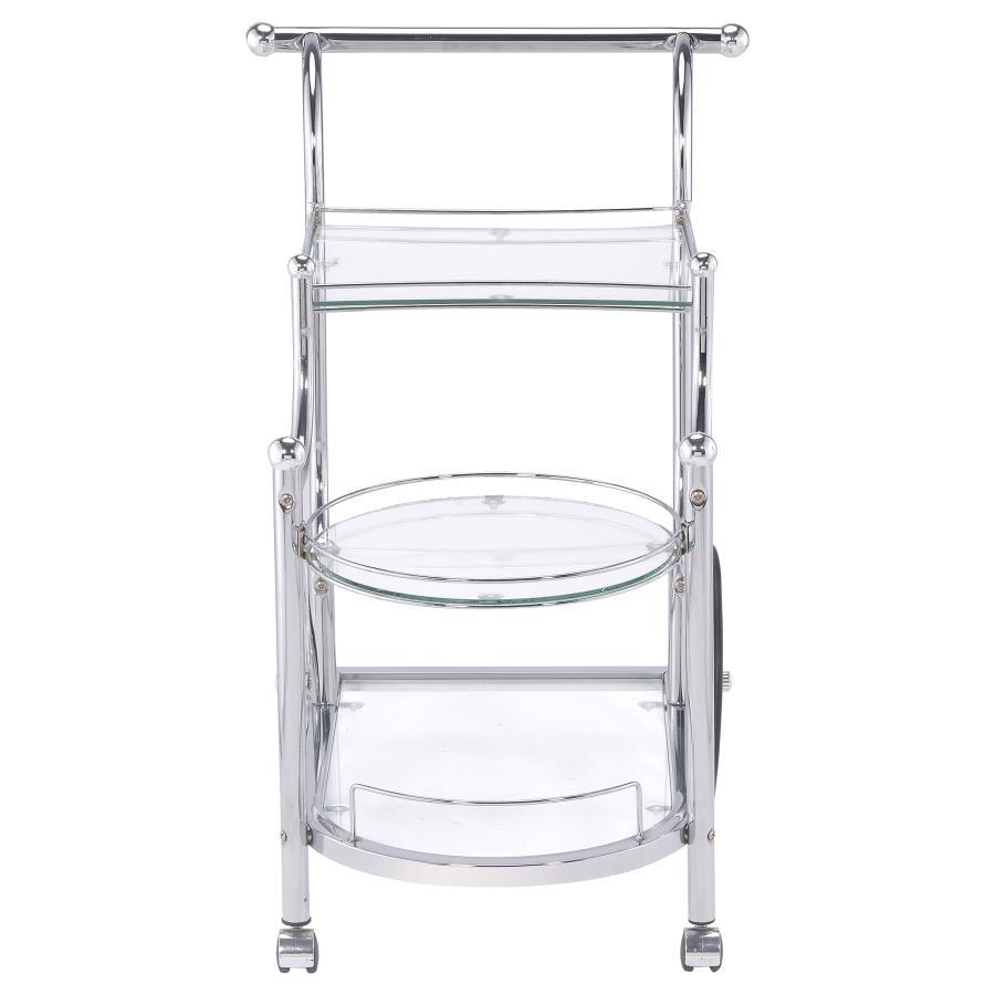 Sarandon - 3-Tier Serving Cart - Chrome And Clear