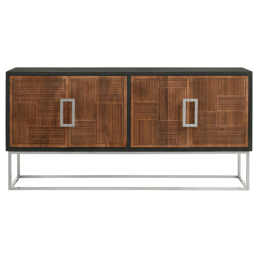 Borman - 4-Door Wooden Accent Cabinet - Walnut And Black