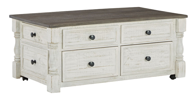 Havalance - White / Gray - Lift Top Cocktail Table with Storage Drawers by Signature Design by Ashley® | Bel Furniture