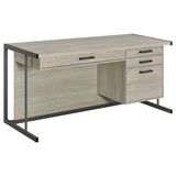 Loomis - 4-Drawer Computer Desk - Whitewashed Gray by CoasterEssence | Bel Furniture