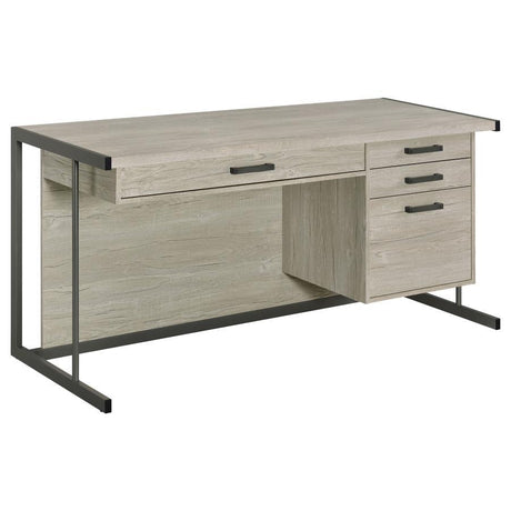 Loomis - 4-Drawer Computer Desk - Whitewashed Gray by CoasterEssence | Bel Furniture