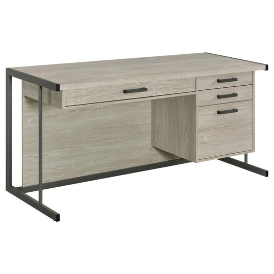 Loomis - 4-Drawer Computer Desk - Whitewashed Gray by CoasterEssence | Bel Furniture