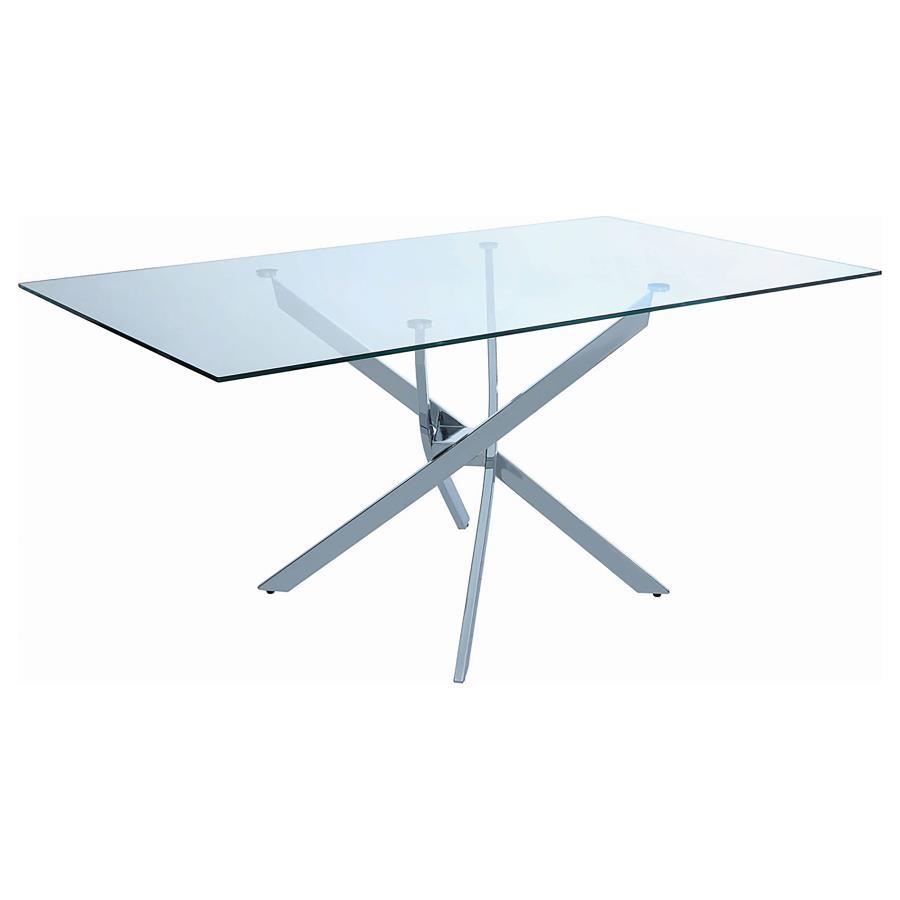 Carmelo - Rectangular Glass Top Dining Table - Chrome