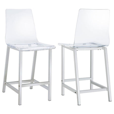 Juelia - Chrome Stools (Set of 2) White 17"W x 19"D x 39"H by CoasterEssence | Bel Furniture