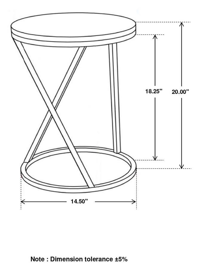 Malthe - Round Accent Table With Marble Top - White And Antique Gold