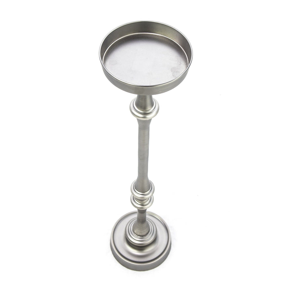 Drink Size Accent Table - Brushed Silver Finish