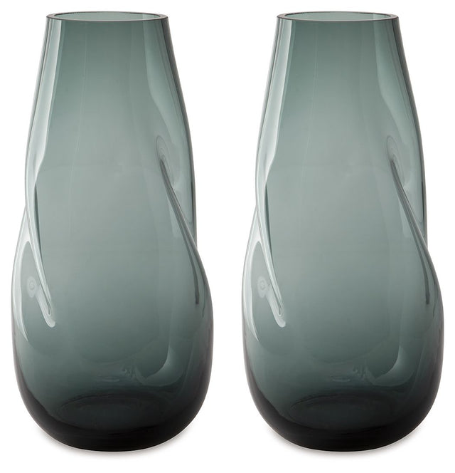 Beamund - Vase - 13" Light Blue 2 Piece by Signature Design by Ashley® | Bel Furniture