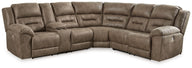 Ravenel - Power Reclining Sectional Pearl Silver 3-Piece Power Reclining Sectional With Left Arm Facing Power Reclining Loveseat With Console by Signature Design by Ashley® | Bel Furniture