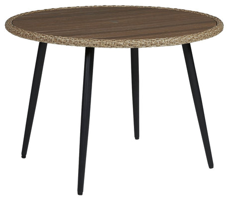 Amaris - Brown / Black - Round Dining Table by Signature Design by Ashley® | Bel Furniture