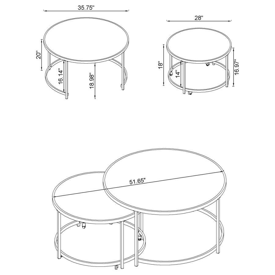 Lynn - 2 Piece Round Glass Top Nesting Coffee Table - Chrome