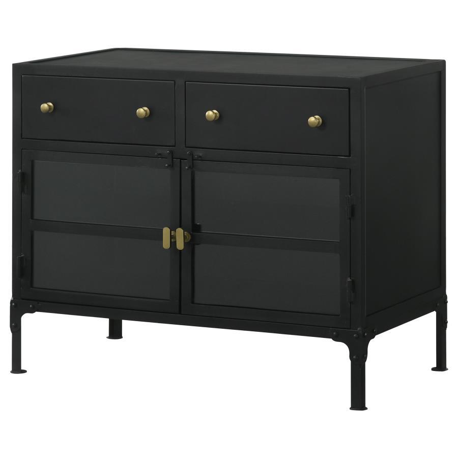 Sadler - 2-Drawer Accent Cabinet With Glass Doors - Black