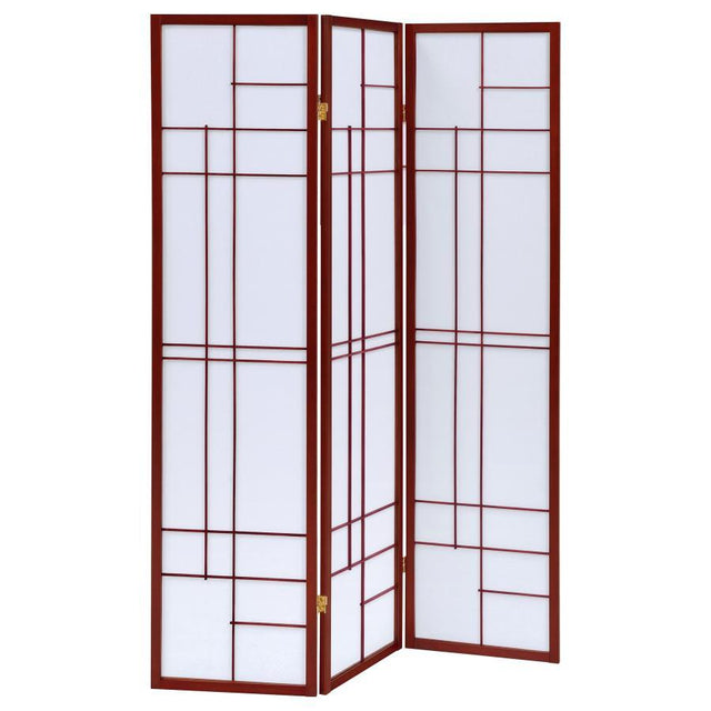 Katerina - 3-Panel Room Divider Folding Shoji Screen - Cherry by CoasterEveryday | Bel Furniture