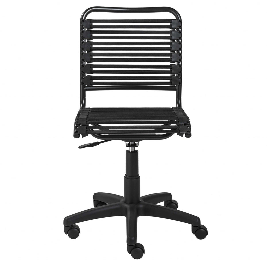 Flat Bungie Cord Low Back Rolling Office Chair - Black
