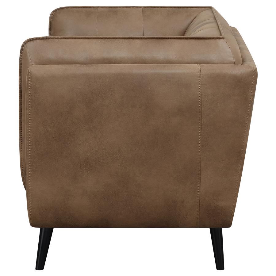 Thatcher - Upholstered Tuxedo Arm Tufted Loveseat - Brown