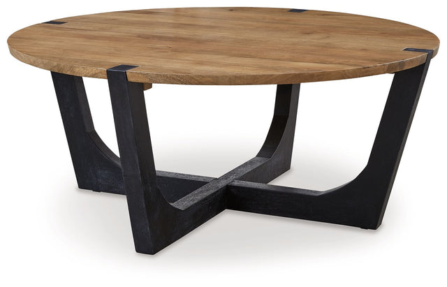 Hanneforth - Brown - Round Cocktail Table by Signature Design by Ashley® | Bel Furniture