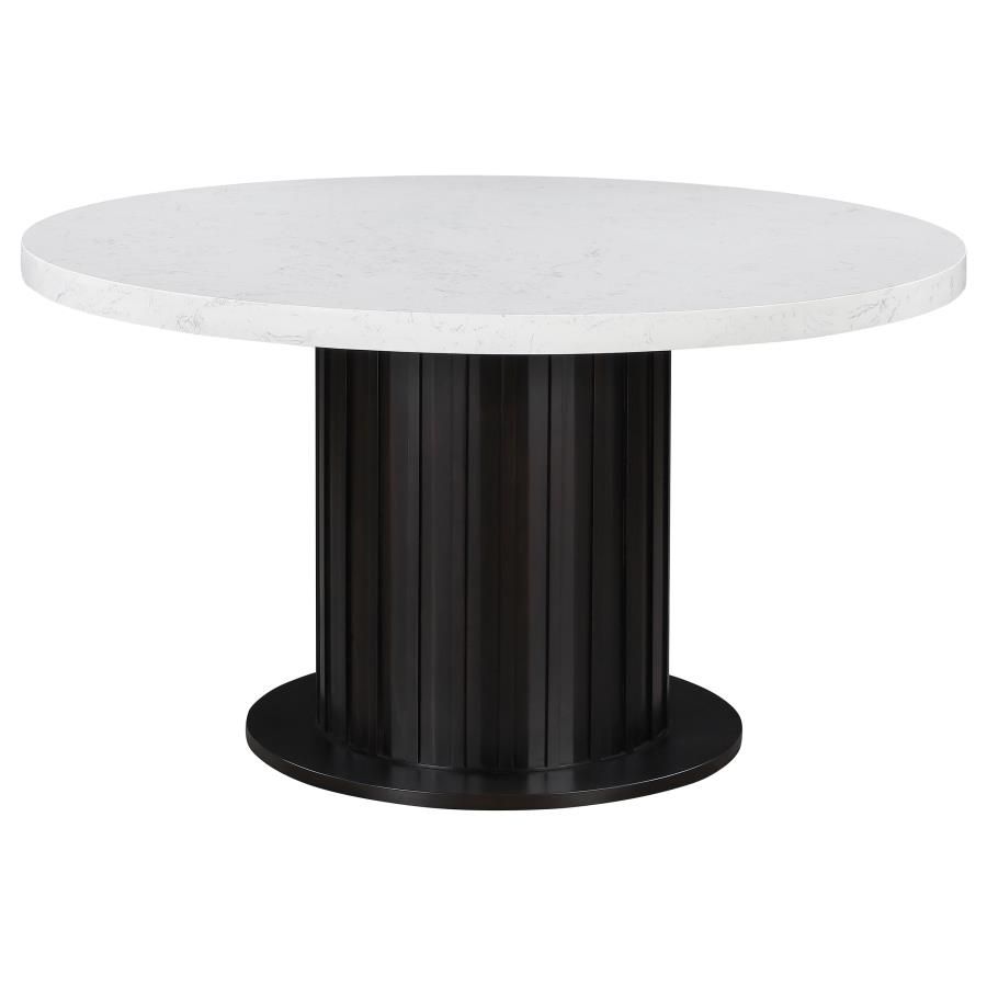 Sherry - Round Dining Table - Rustic Espresso And White