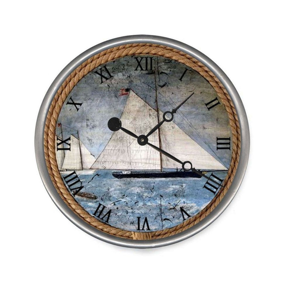 Vintage Nautical Sailboats Wall Clock - 18" x 18"