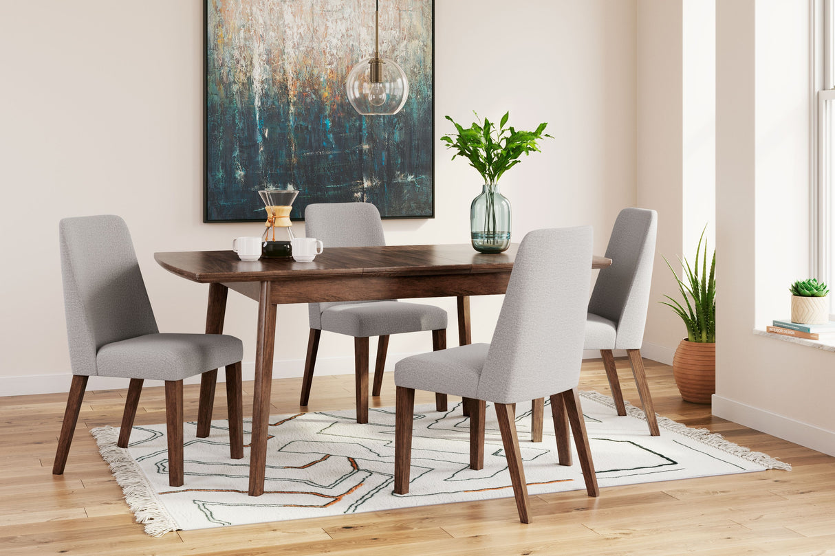 Lyncott - Butterfly Extension Table Set Dark Brown 5 Pc. Extension Table, 4 Gray Side Chairs by Signature Design by Ashley® | Bel Furniture